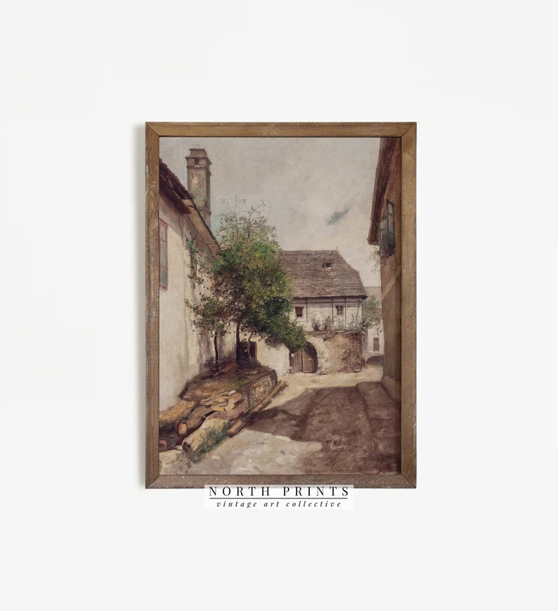 European Courtyard Painting  Farmhouse Kitchen Decor  | Etsy | Etsy (US)