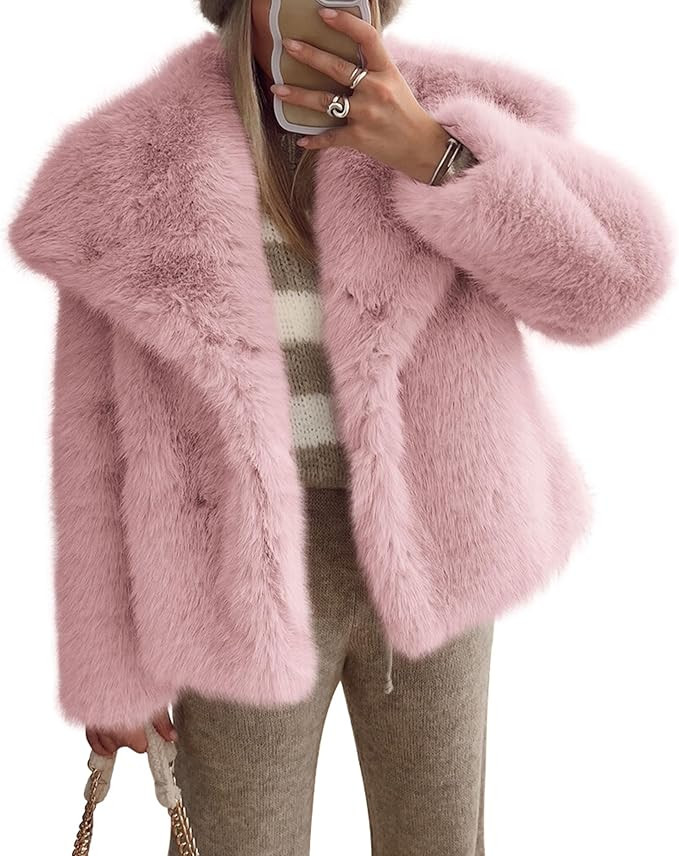 PRETTYGARDEN Womens Winter Coats 2025 Trendy Long Sleeve Furry Faux Fur Jackets Button Lapel Warm... | Amazon (US)