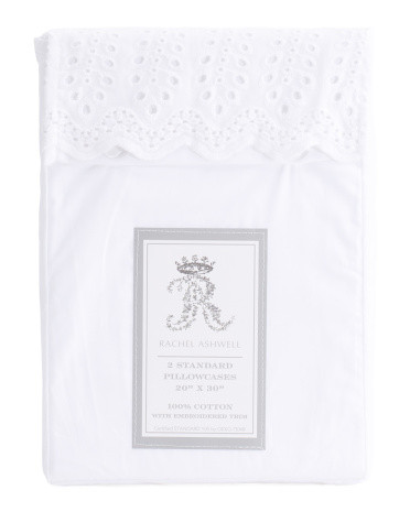 Cotton 2pk Cotton Eyelet Pillowcase Set | TJ Maxx