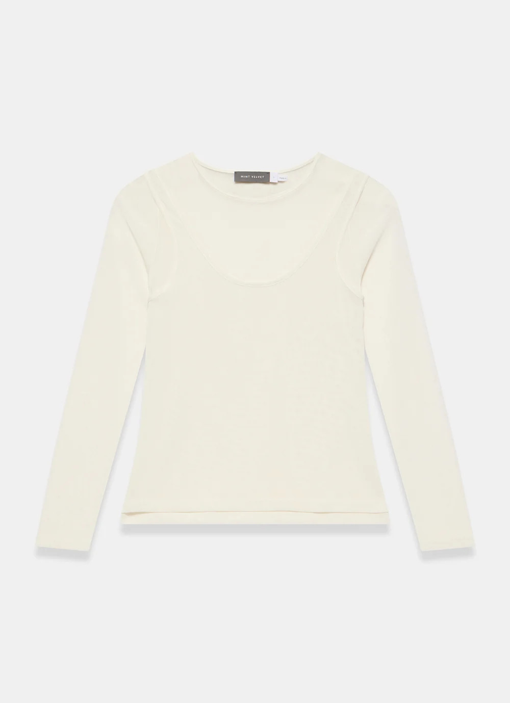 Cream Sheer Double Layer Top | Mint Velvet - ROW