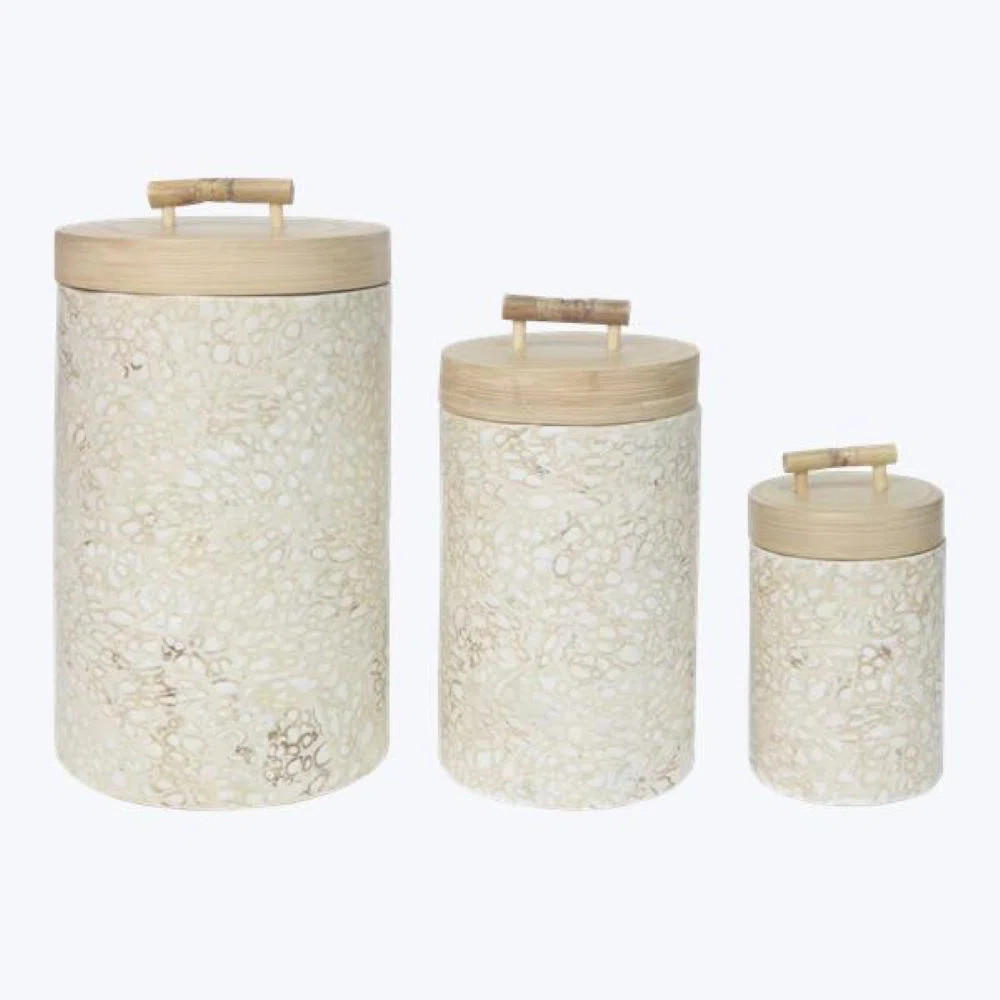 Canister W/ Lid Natural Finish, Set Of 3 (Set of 3) | Wayfair North America