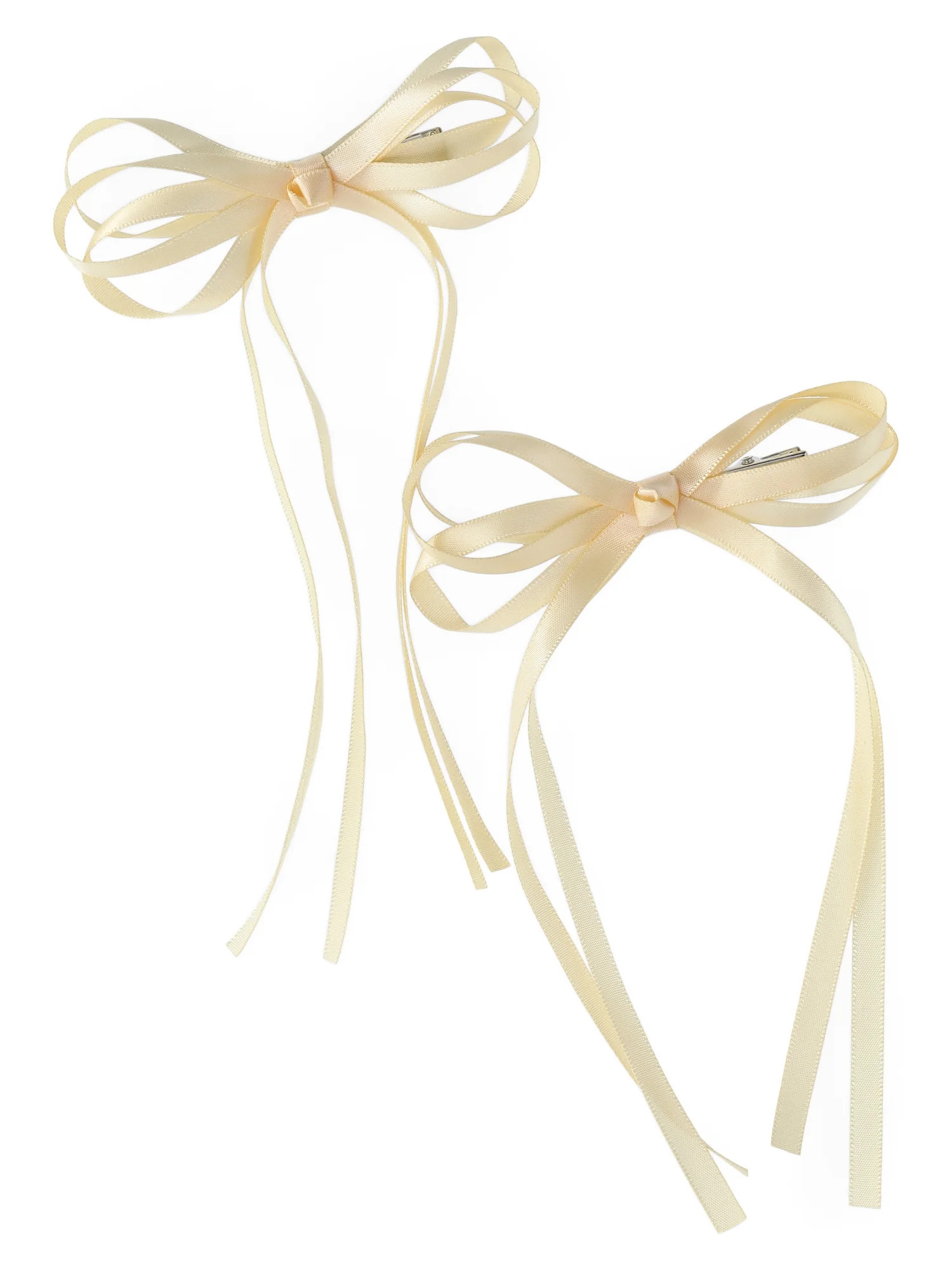 No Boundaries Ribbon Bow Hair Clips, 2-Pack, Yellow, Women's | Walmart (US)