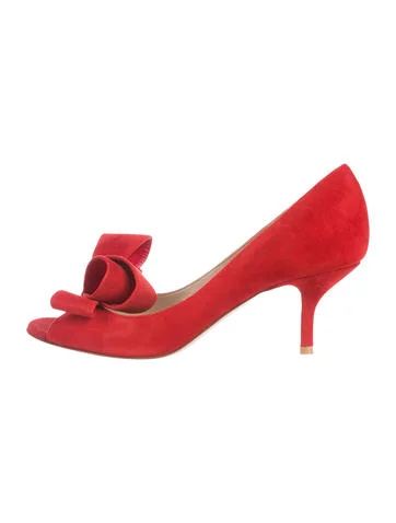 Valentino Suede Peep-Toe Pumps | The Real Real, Inc.