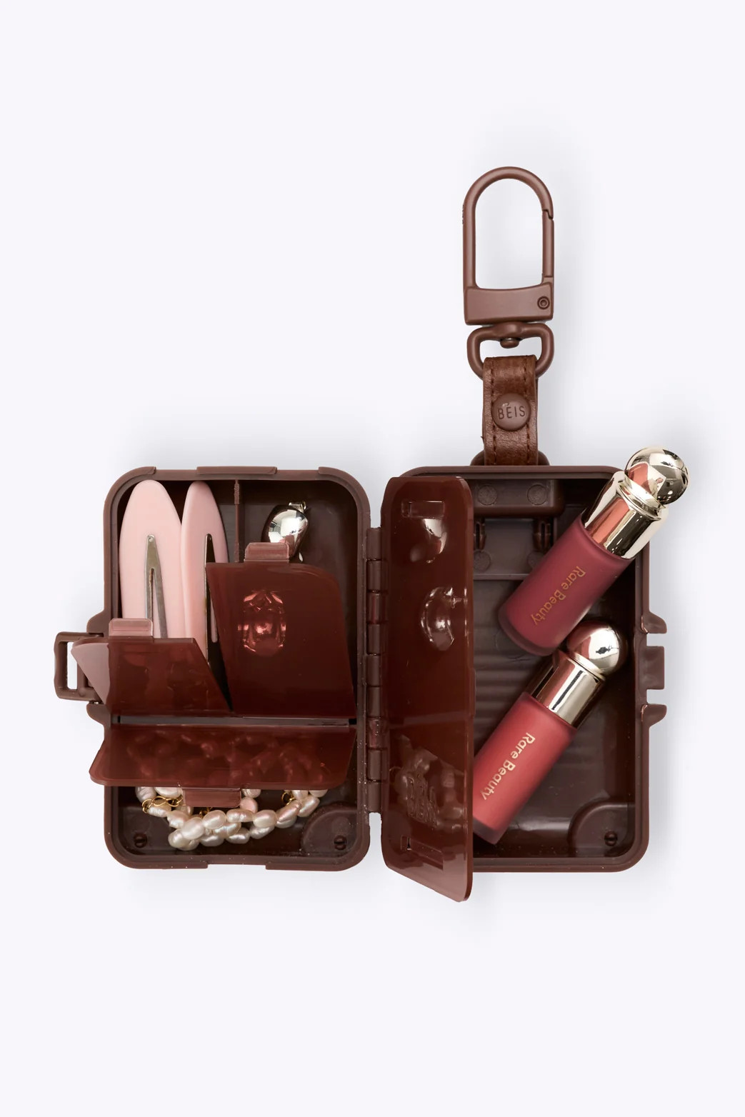 BÉIS 'The Micro Roller Charm' in Maple - Mini Luggage Charm for Cards & Chapstick | BEIS
