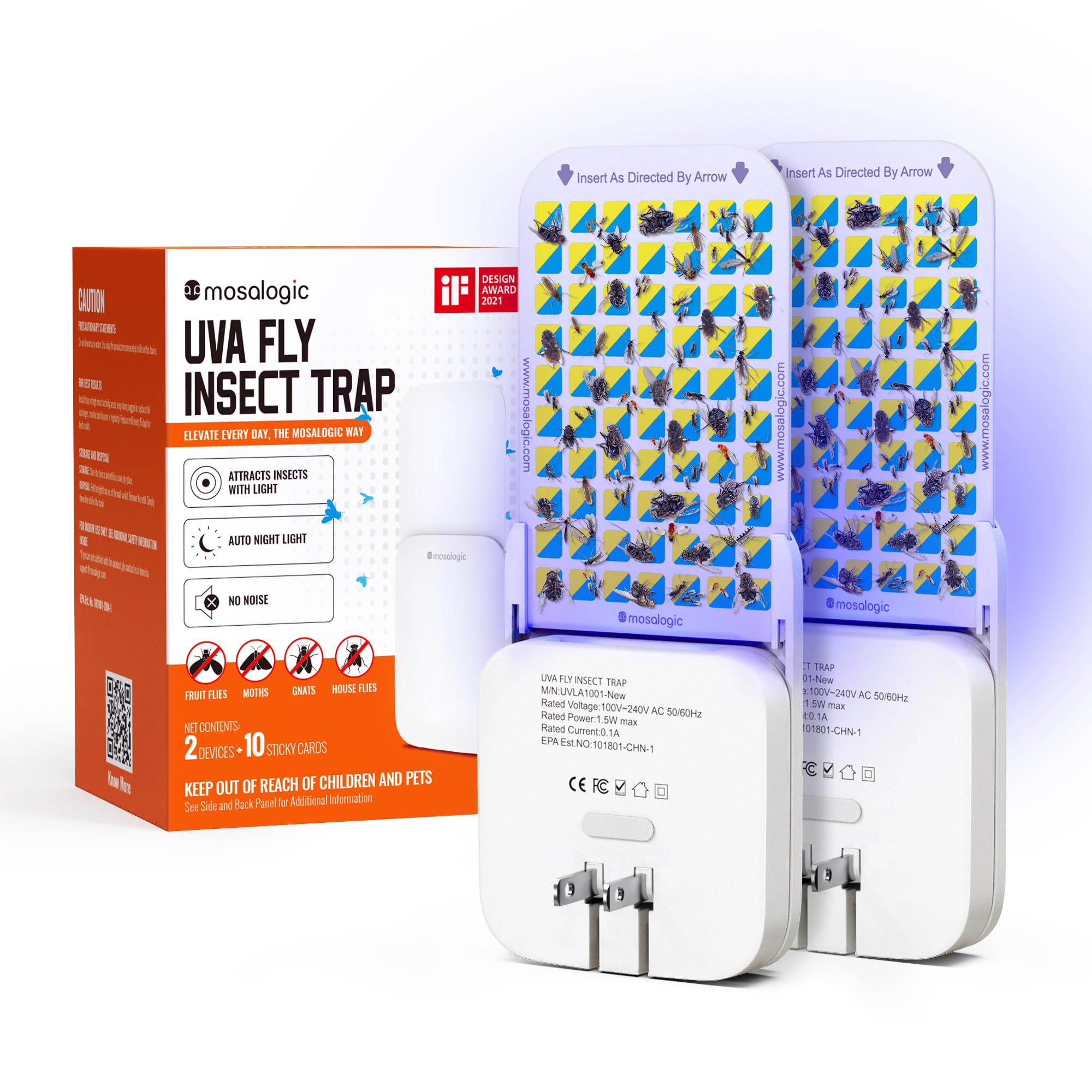 Mosalogic Fruit Fly Traps for Indoors Gnat Trap for House Indoor-600 Sqft Protection Area UV Fly ... | Amazon (US)