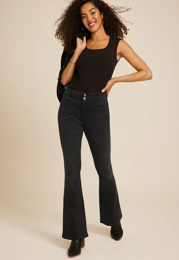 Black High Rise Flare Jean | Maurices