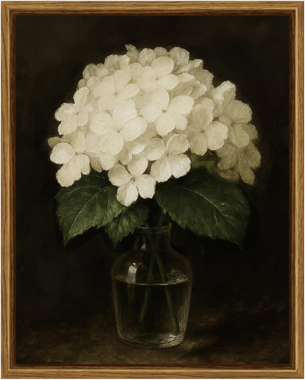 VIYYIEA Vintage White Hydrangea Canvas Wall Art 8x10 Inch, Dark Floral Botanical Painting Print, Moody Farmhouse Flower Artwork for Bedroom Living Room Decor | Amazon (US)