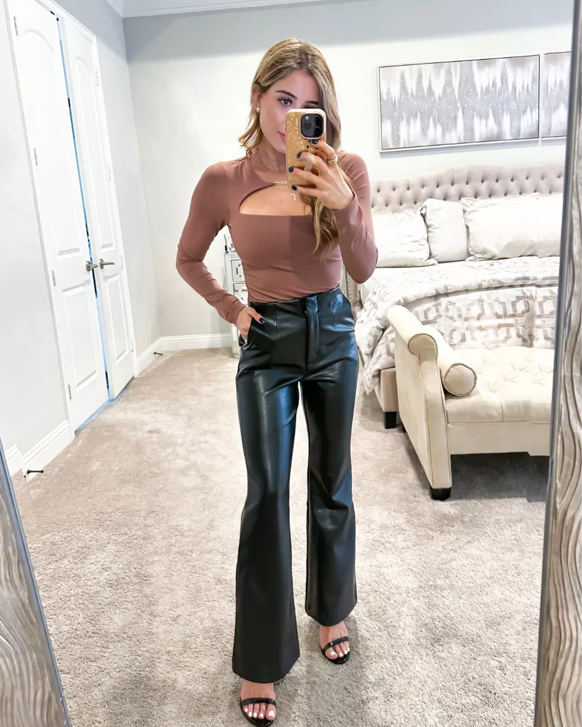 Leather-Like Flare Pant curated on LTK