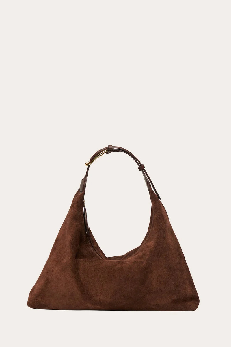 Pillow Shoulder Bag Suede Dark Brown | LITTLE LIFFNER