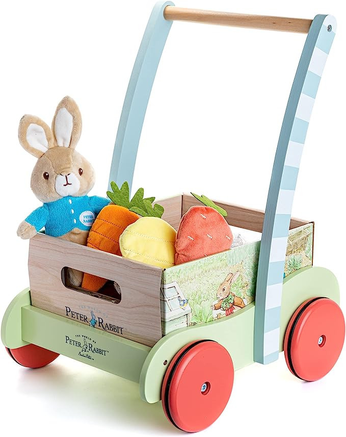 KIDS PREFERRED Beatrix Potter Peter Rabbit Wooden Garden Wagon and Plush Veggie Play Set | Amazon (US)