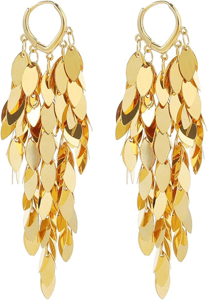 Long Dangle Earrings For Women Teen Girls, Fringe Chandelier Earrings Punk Metal Chain Earrings H... | Amazon (US)