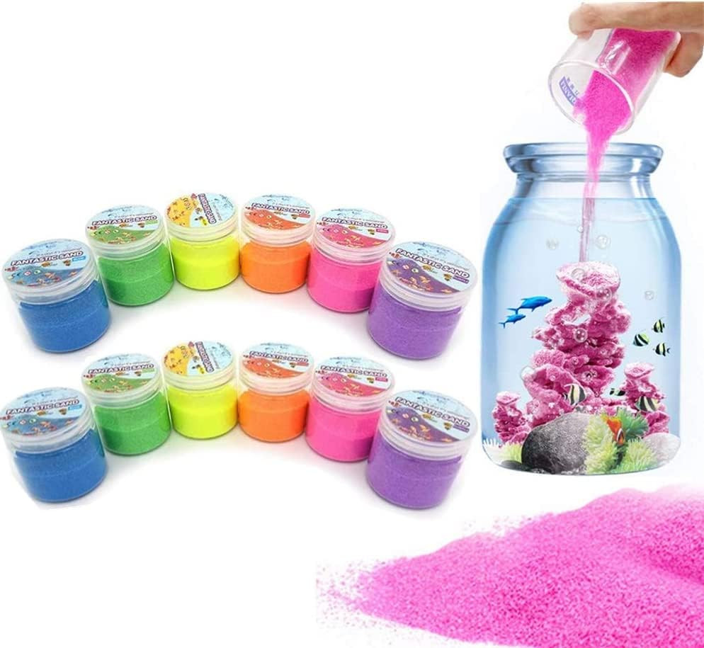 Amazon.com: Set of 12 Colorful Magic Sand, 6 Colors Atlantis Sand,Fantastic Sand Never Gets Wet- ... | Amazon (US)