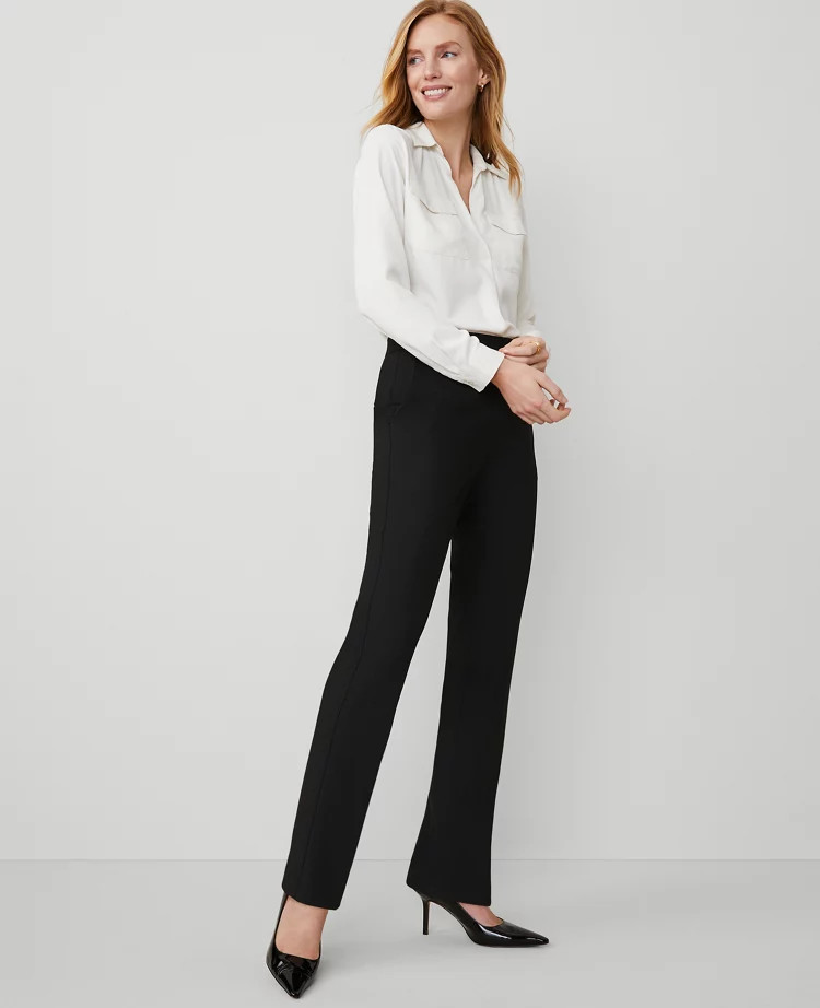 The Side-Zip Straight Pant in Bi-Stretch | Ann Taylor (US)