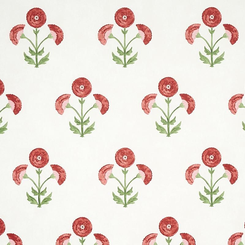 Schumacher Saranda Flower Cardinal Wallpaper | DecoratorsBest