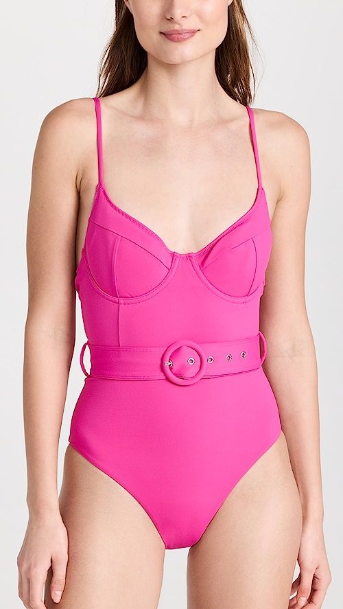 Noa Solid Swimwear Belted Swimsuit | Shopbop