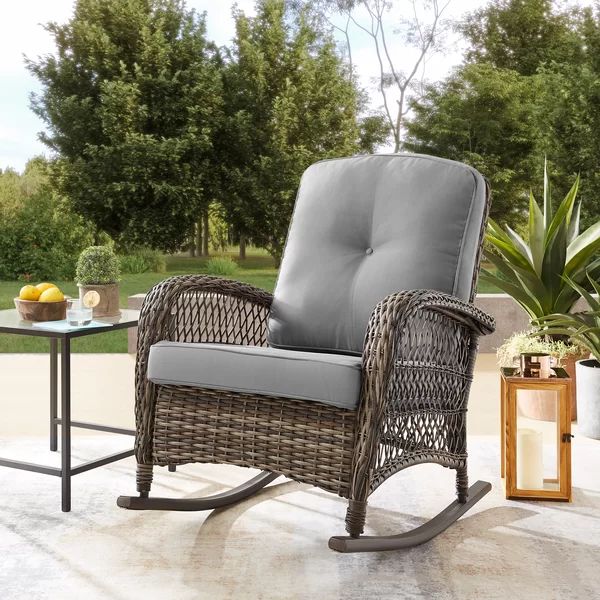 Outdoor Hanwell Rocking Wicker/Rattan Chair with Cushions | Wayfair North America