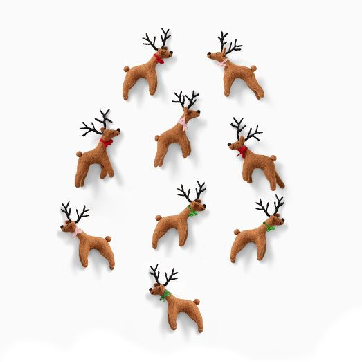 Mini Felt Reindeer Decor (Set of 9) | West Elm (US)