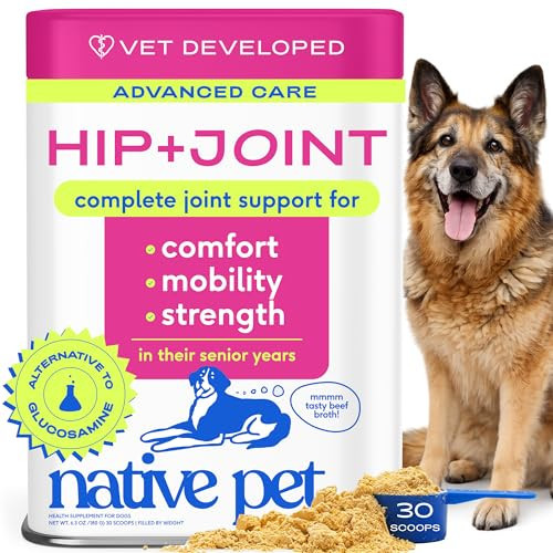 Native Pet Hip & Joint Advanced Care Dog Joint Supplement Powder for Mobility & Movement Support, Joint Supplement for Dogs with HMB, UC-II Collagen, Green Lipped Mussel & Hyaluronic Acid – 30 Scoops | Amazon (US)