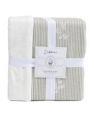 Striped Reversible Blanket With Floral Embroidery | TJ Maxx