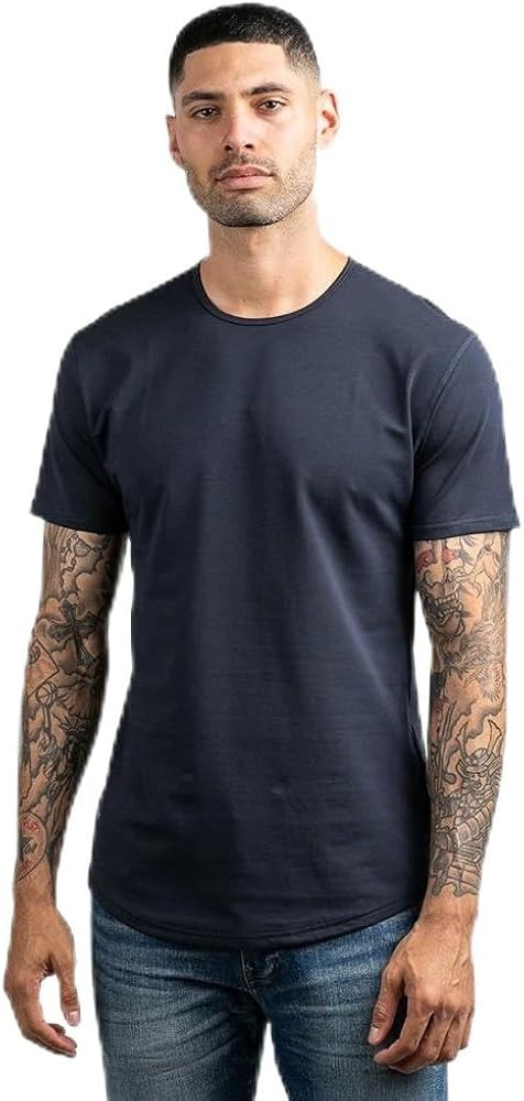 BYLT Mens Drop-Cut Men's T Shirt, Plain Tshirts for Men, Drop Cut Basic Crewneck Tee, Wrinkle Res... | Amazon (US)