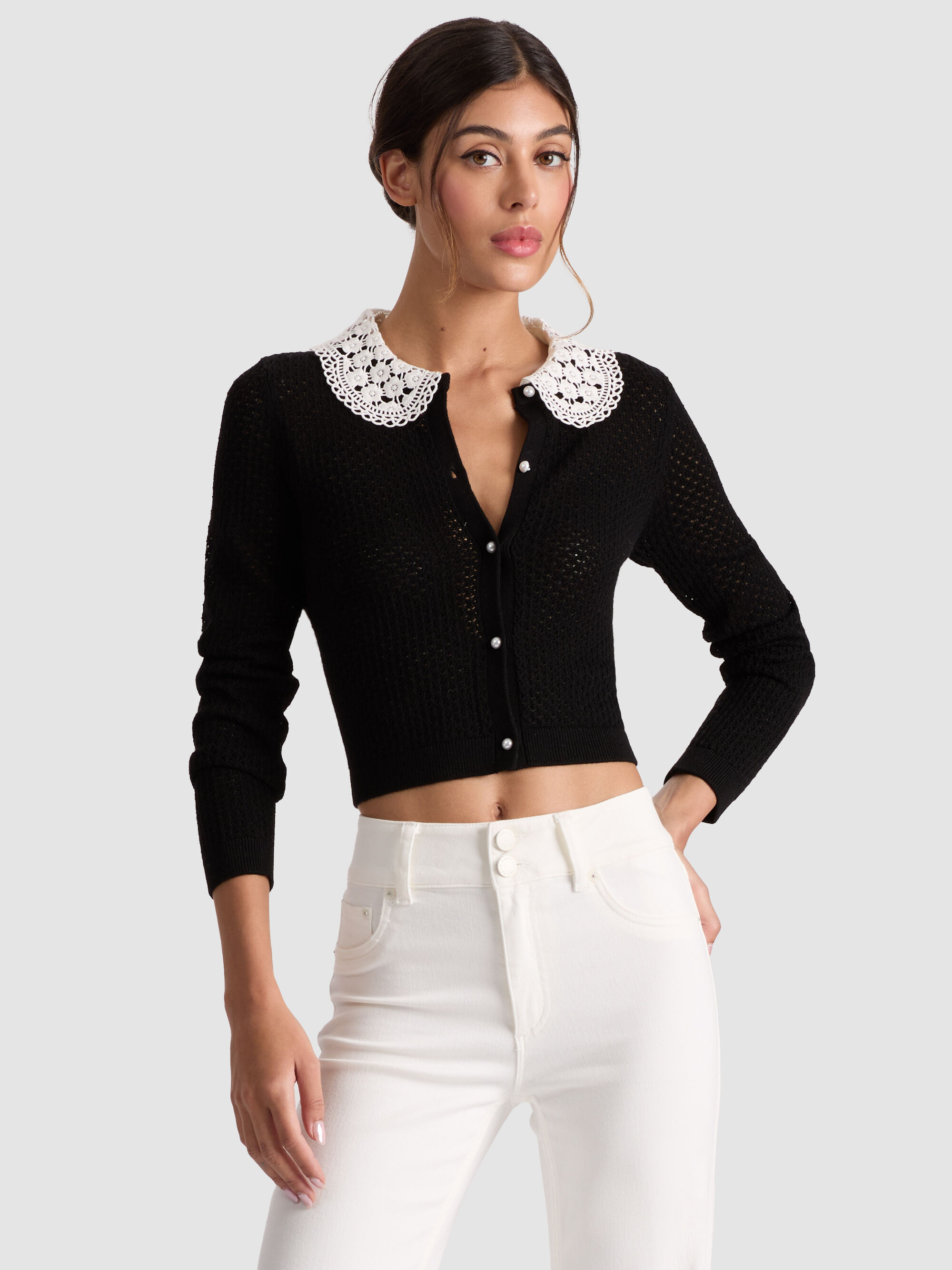 CARSON COLLARED CARDIGAN | Alice + Olivia