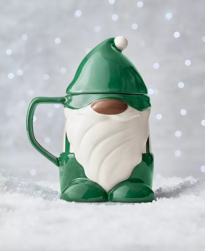 Earthenware Green Gnome Mug with Lid, Created for Macy's | Macy's
