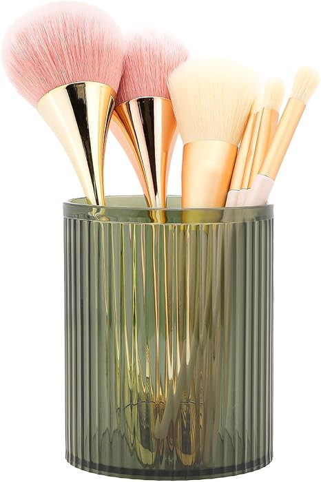 Makeup Brush Holder Organizer, Acrylic Makeup Brush Cup, Vintage Striped Make Up Brush Holder for... | Amazon (US)