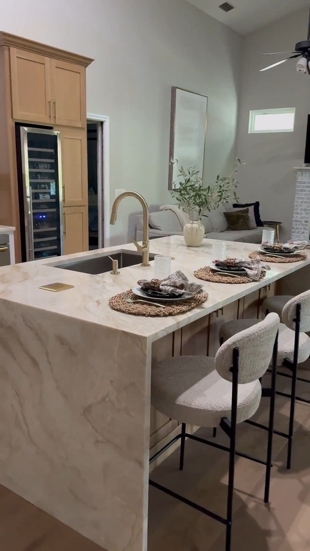 Kitchen decor, barstools, kitchen island, kitchen sink and faucet, modern organic kitchen, wine refrigerator 

#LTKdayinmylife #LTKstorytime #LTKHome