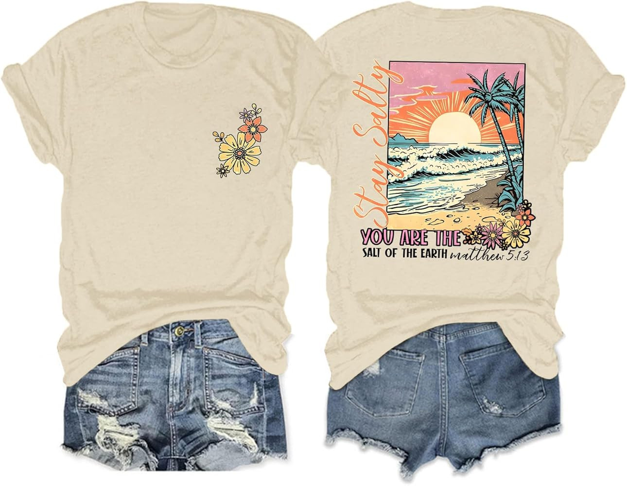 Christian Bible Verse Religious Shirt for Women Faith Inspirational Tshirt Jesus Beach Floral Gra... | Amazon (US)