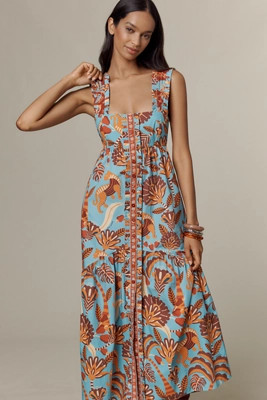 Farm Rio x Anthropologie Square-Neck Midi Dress | Anthropologie (US)