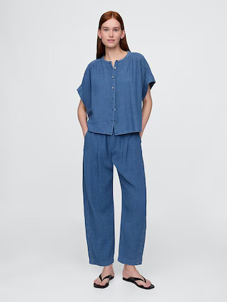 Cotton Gauze Denim Easy Barrel Pants | Gap (US)