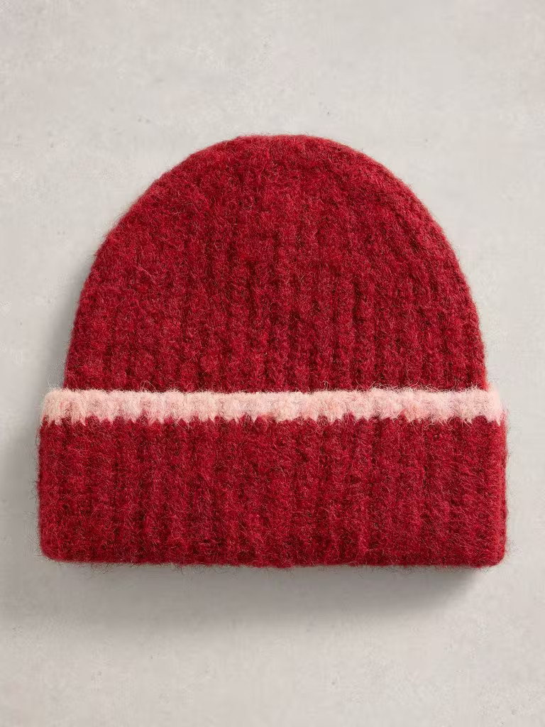 Emma Knitted Beanie in DK RED | White Stuff UK