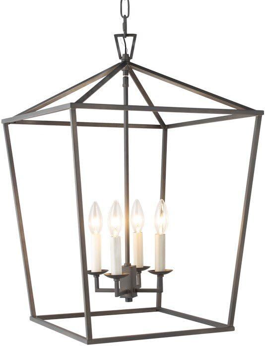 Darlana Openwork Lantern Pendant Stairway Entry Kitchen Hall Foyer Fixture Chandelier (Aged Iron) | Amazon (US)