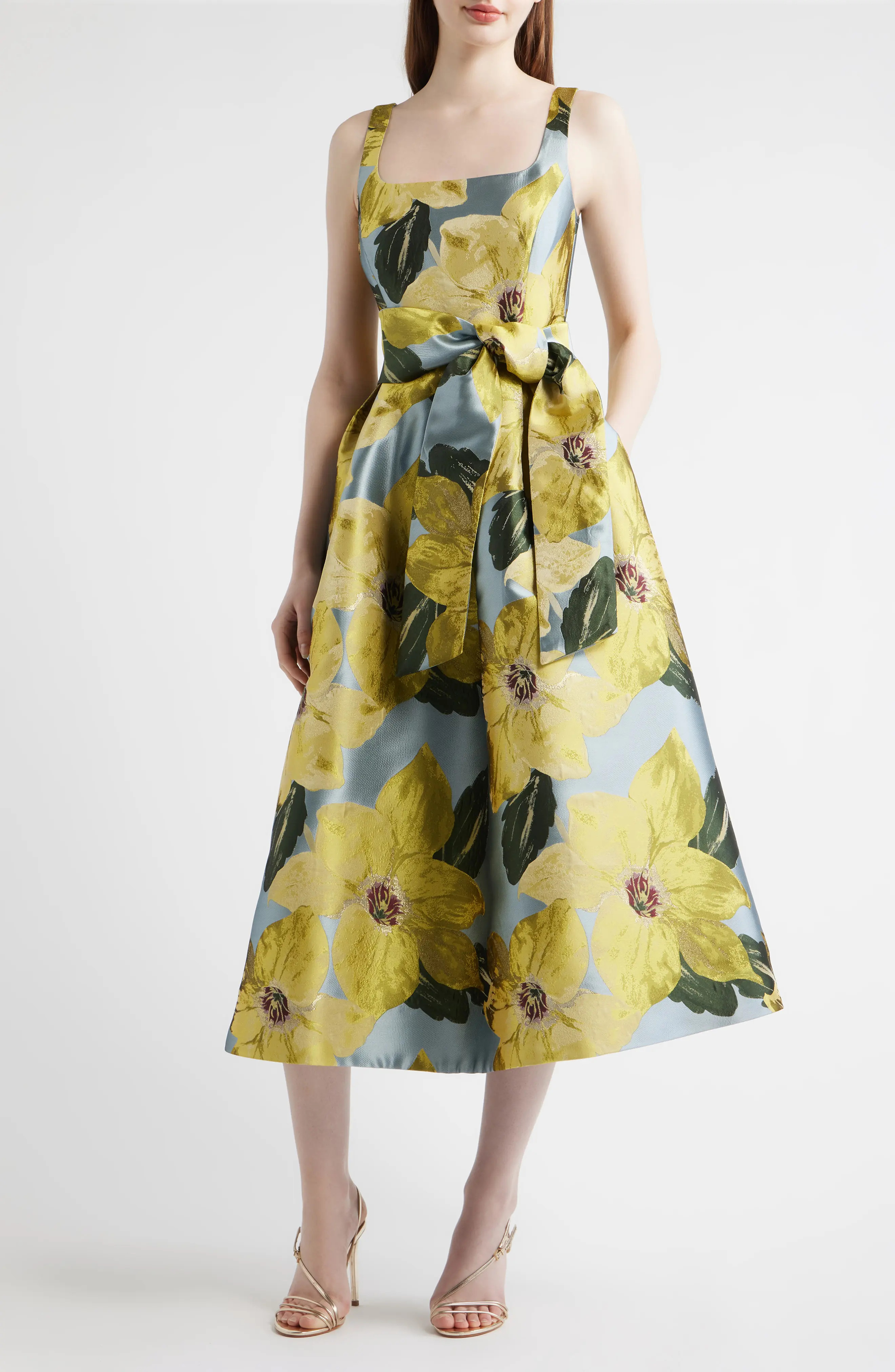 Julia Jordan Floral Jacquard Midi Cocktail Dress (Women) | Nordstrom | Nordstrom