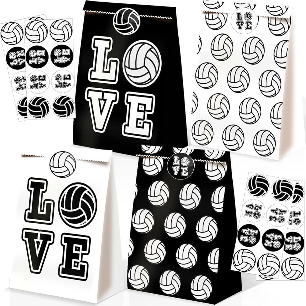 24pcs Volleyball Theme Party Supplies - Girls Volleyball Gift Bags with Decorations & Candy Bags | Amazon (US)