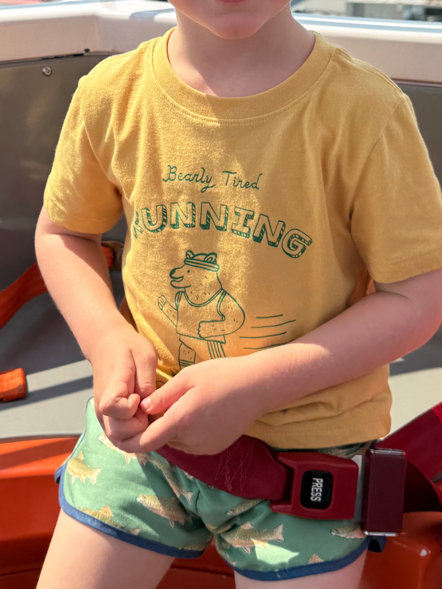 Cute boys t shirt, fish shorts 