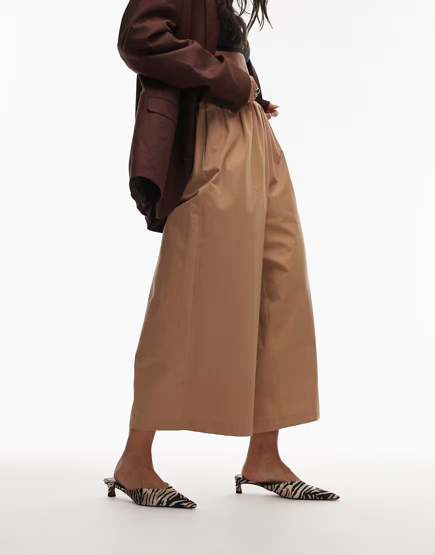 ASOS DESIGN cotton ultra wide leg culottes in camel-Neutral | ASOS (Global)