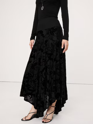 Burnout Velvet Asymmetrical Skirt | Banana Republic (US)