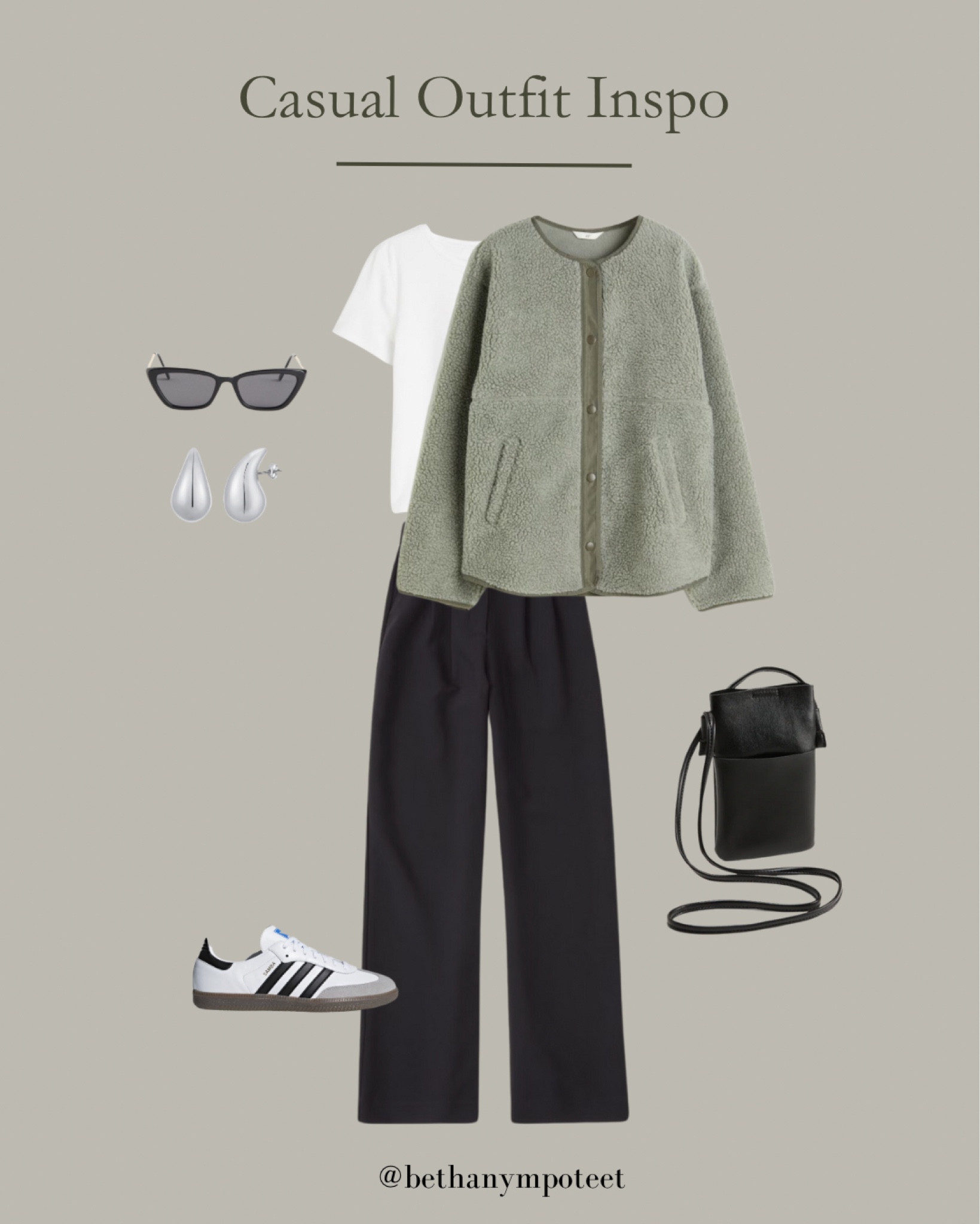 Casual Outfit Ideas! Linked a few teddy jackets, my favorite trousers and Adidas Sambas  

#LTKfindsunder100 #LTKworkwear #LTKstyletip