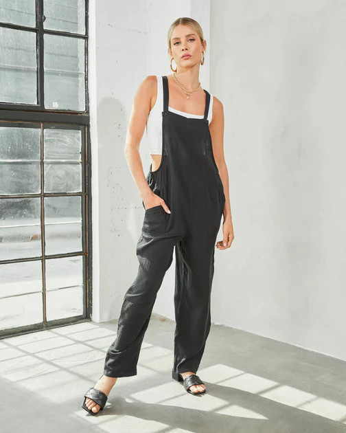 Gwendolyn Pocketed Overalls - Black - FINAL SALE | VICI