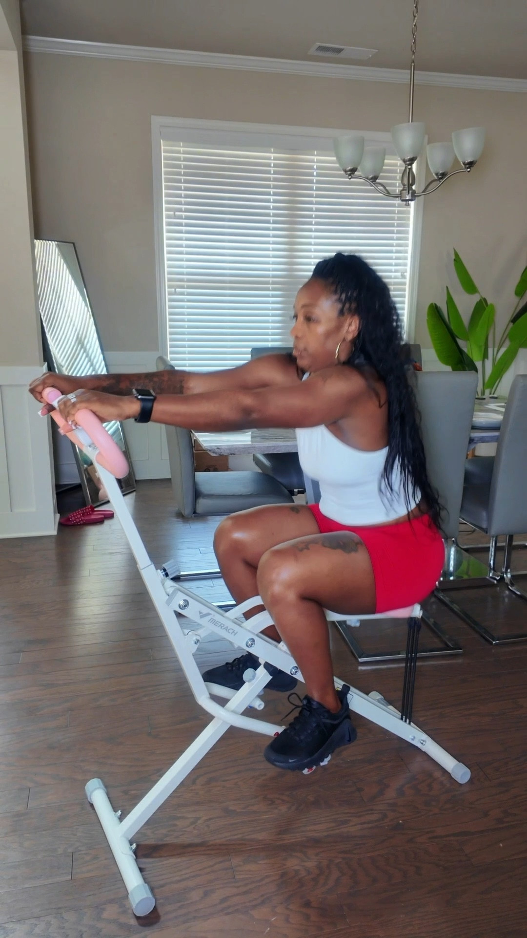 Working out on my squat machine while rocking my OQQ shorts 

#LTKPetite #LTKActive