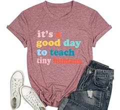 Teacher Shirts Women It’s a Good Day to Teach Tiny Humans T-Shirt Funny Book Lover Gift Tee Cas... | Amazon (US)