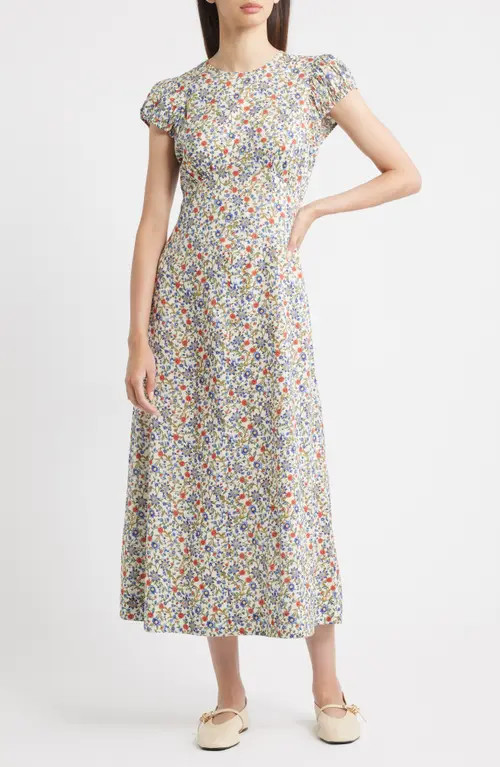 DÔEN Rhodia Floral Midi Dress in Crme Prairie De Montagne at Nordstrom, Size X-Small | Nordstrom