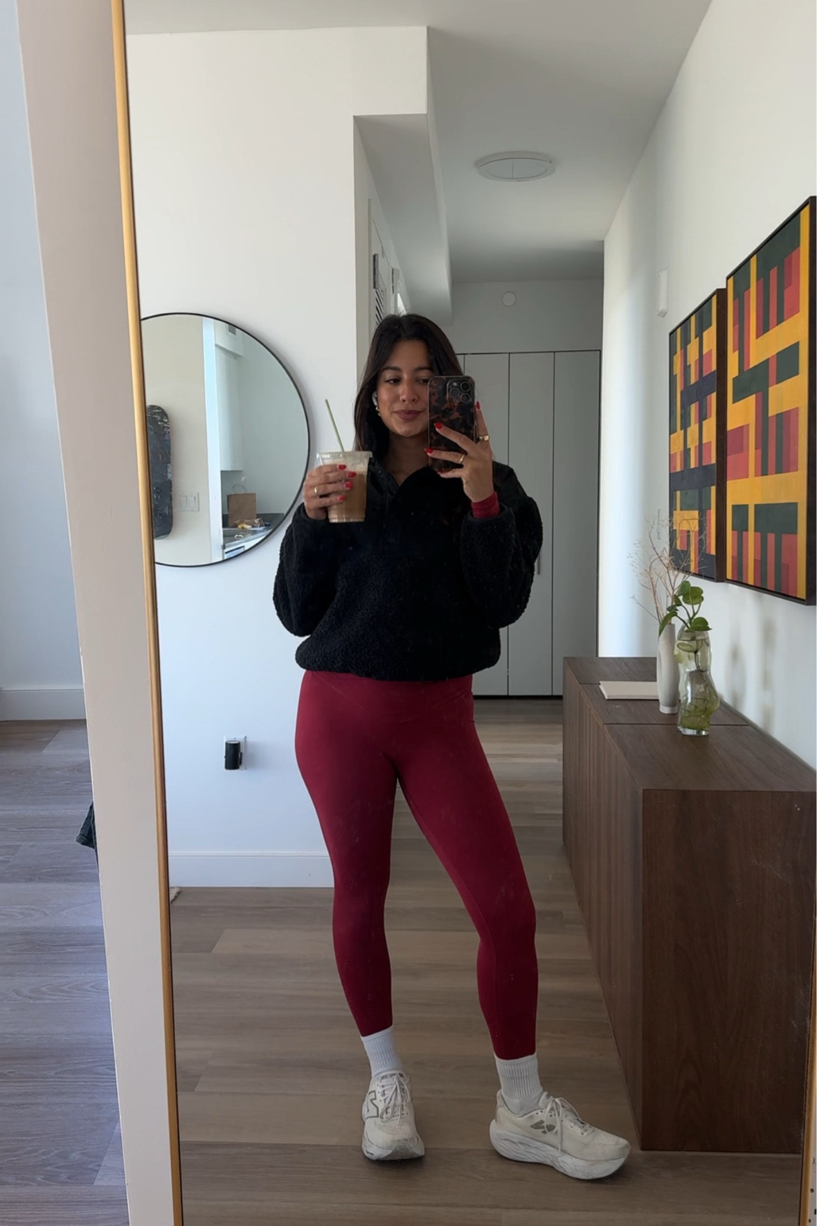 Wearing the Cherry Tart OFFLINE By Aerie Real Me High Waisted Crossover Legging (size S short) and Real Me Hold Up! Racerback Sports Bra (SD),  SMOOTHEZ Long Sleeve Plunge Top (XS), and OFFLINE By Aerie Fluff Love Quarter Snap Sherpa Jacket (XS).

#LTKSeasonal #LTKFindsUnder50 #LTKFindsUnder100