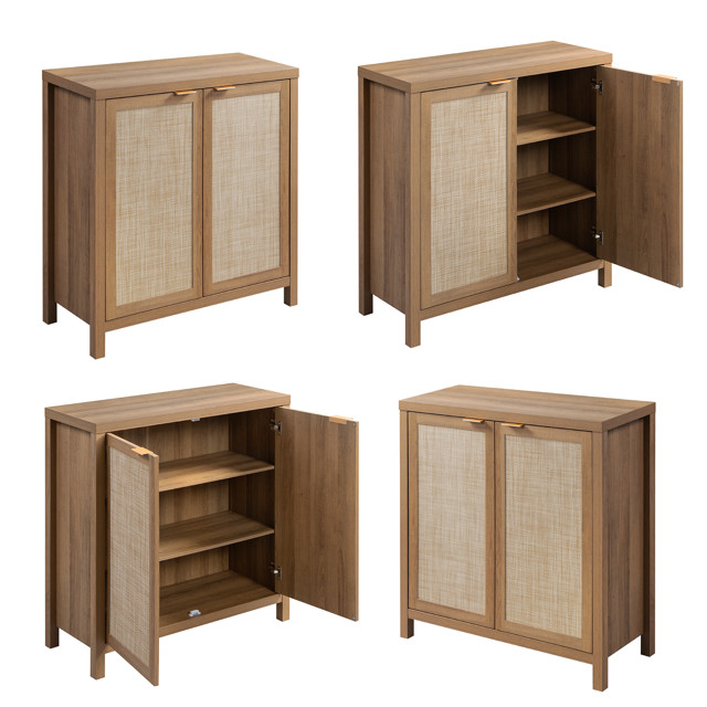 SICOTAS Sideboard Buffet Cabinet, Kitchen Cupboard Storage Cabinet with Rattan Doors and Shelves ... | Walmart (US)