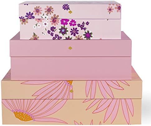 Kate Spade New York Decorative Storage Boxes with Lids, 3 Pack Sturdy Organizer Storage Bins, Includ | Amazon (US)