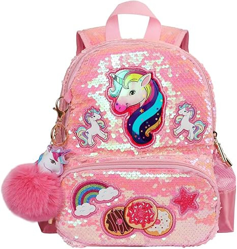 Unicorn Sequins Backpack for Girls,Toddler Kids Schoolbag,Bookbag for Kindergarten Elementary,Gif... | Amazon (US)