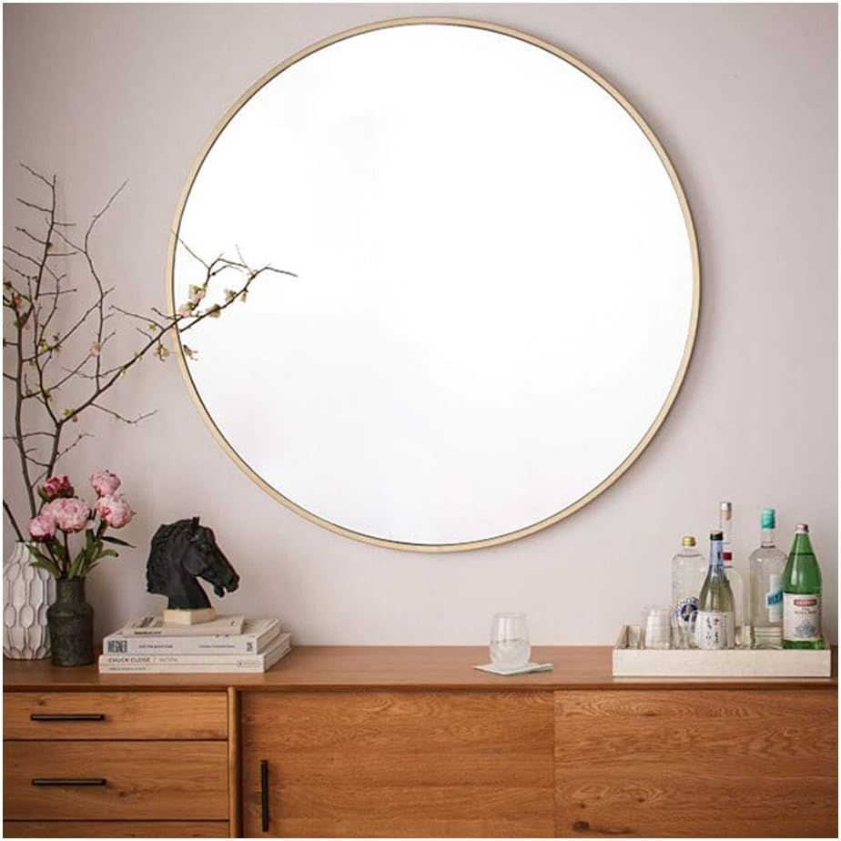 Beauty4U Round Mirrors of Glass 40cm Metal Framed HD Wall Mirror for Vanity, Bathroom or Bedroom ... | Amazon (UK)