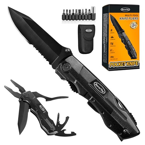 RoverTac Pocket Knife Multitool – 15-in-1 Folding Knife with Pliers, Screwdrivers & Bottle Opener – Multitool Knife with Safety Lock & Nylon Sheath for Camping, Hiking, Survival, EDC & Gifts for Men | Amazon (US)