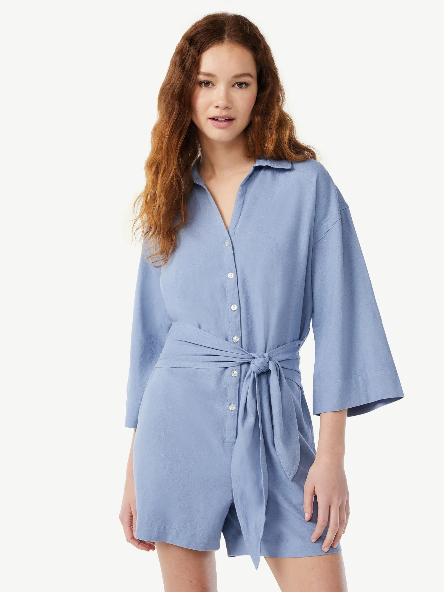 Free Assembly Women's Belted Romper - Walmart.com | Walmart (US)